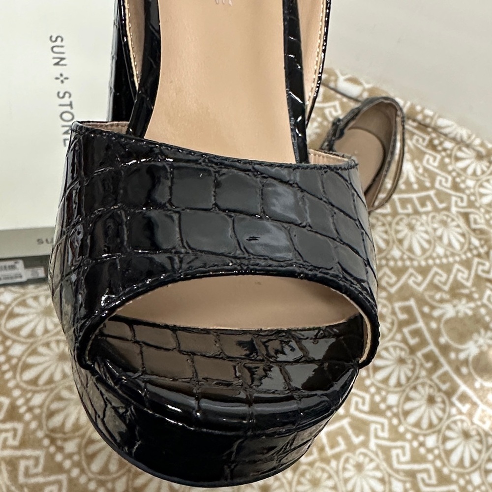 Sun + Stone Glossy Black Croc Heels - Picture 9 of 12
